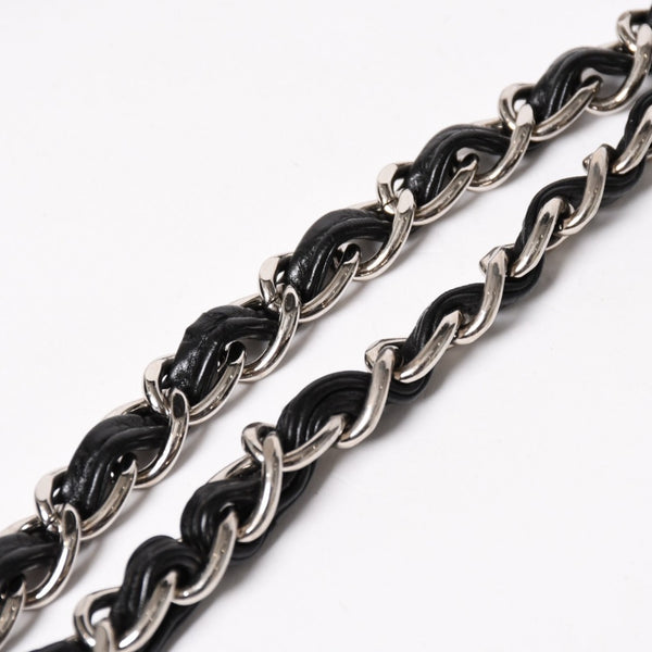 極美品 CHANEL シャネル Sフラップ Wチェーンショルダーバッグ 18番台 ココマーク カーフスキン ブラック シルバー金具 中古 4a005240