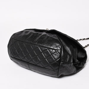 極美品 CHANEL シャネル Sフラップ Wチェーンショルダーバッグ 18番台 ココマーク カーフスキン ブラック シルバー金具 中古 4a005240