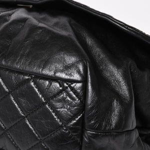 極美品 CHANEL シャネル Sフラップ Wチェーンショルダーバッグ 18番台 ココマーク カーフスキン ブラック シルバー金具 中古 4a005240