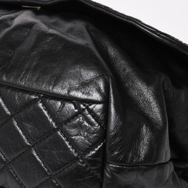 極美品 CHANEL シャネル Sフラップ Wチェーンショルダーバッグ 18番台 ココマーク カーフスキン ブラック シルバー金具 中古 4a005240