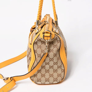 極美品 GUCCI グッチ 2WAY ショルダー ハンドバッグ 232300 GGキャンバス バンブー ベラ レザー ベージュ 中古 4a005098