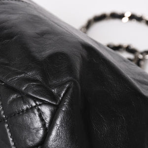極美品 CHANEL シャネル Sフラップ Wチェーンショルダーバッグ 18番台 ココマーク カーフスキン ブラック シルバー金具 中古 4a005240