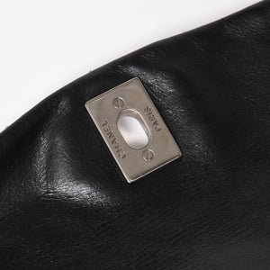 極美品 CHANEL シャネル Sフラップ Wチェーンショルダーバッグ 18番台 ココマーク カーフスキン ブラック シルバー金具 中古 4a005240