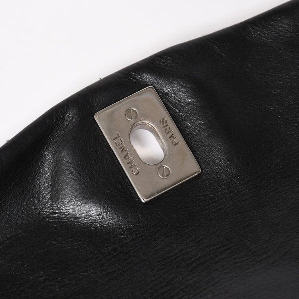 極美品 CHANEL シャネル Sフラップ Wチェーンショルダーバッグ 18番台 ココマーク カーフスキン ブラック シルバー金具 中古 4a005240
