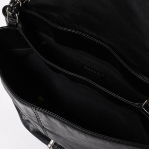 極美品 CHANEL シャネル Sフラップ Wチェーンショルダーバッグ 18番台 ココマーク カーフスキン ブラック シルバー金具 中古 4a005240