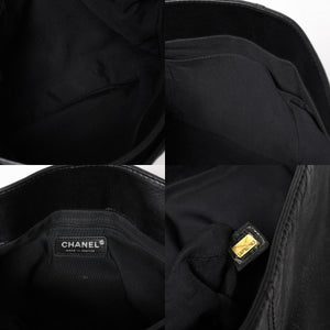 極美品 CHANEL シャネル Sフラップ Wチェーンショルダーバッグ 18番台 ココマーク カーフスキン ブラック シルバー金具 中古 4a005240