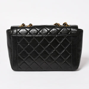 CHANEL シャネル Sフラップ Wチェーンショルダーバッグ 4番台 ココマーク ラムスキン ブラック ゴールド金具 美品 中古 4a005279