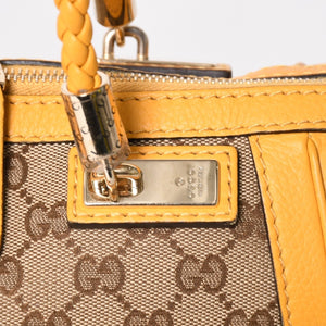 極美品 GUCCI グッチ 2WAY ショルダー ハンドバッグ 232300 GGキャンバス バンブー ベラ レザー ベージュ 中古 4a005098