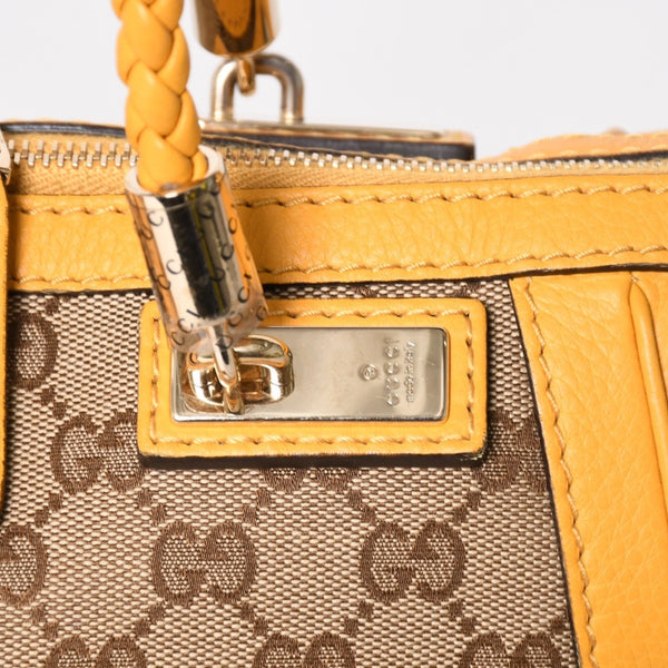 極美品 GUCCI グッチ 2WAY ショルダー ハンドバッグ 232300 GGキャンバス バンブー ベラ レザー ベージュ 中古 4a005098