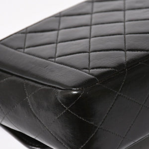 CHANEL シャネル Sフラップ Wチェーンショルダーバッグ 4番台 ココマーク ラムスキン ブラック ゴールド金具 美品 中古 4a005279