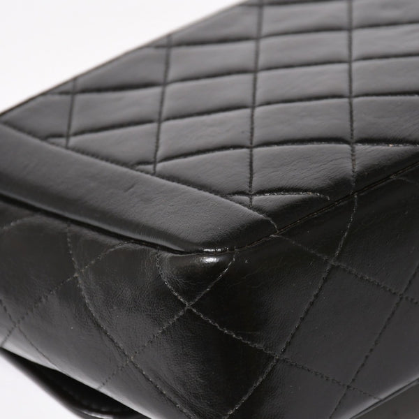 CHANEL シャネル Sフラップ Wチェーンショルダーバッグ 4番台 ココマーク ラムスキン ブラック ゴールド金具 美品 中古 4a005279