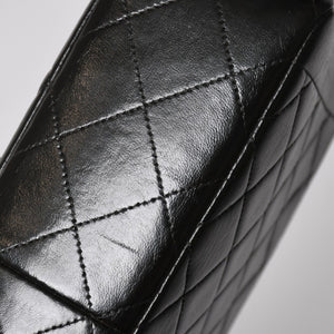 CHANEL シャネル Sフラップ Wチェーンショルダーバッグ 4番台 ココマーク ラムスキン ブラック ゴールド金具 美品 中古 4a005279