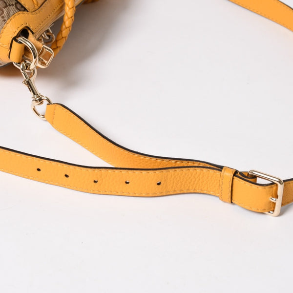 極美品 GUCCI グッチ 2WAY ショルダー ハンドバッグ 232300 GGキャンバス バンブー ベラ レザー ベージュ 中古 4a005098