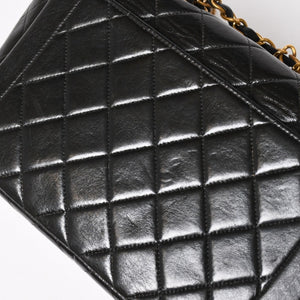 CHANEL シャネル Sフラップ Wチェーンショルダーバッグ 4番台 ココマーク ラムスキン ブラック ゴールド金具 美品 中古 4a005279