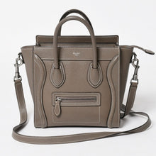 Load image into Gallery viewer, CELINE セリーヌ ラゲージ ナノ 2WAY ハンドバッグ ショルダーバッグ エディ期 グレー シルバー金具 美品 中古 4a004860