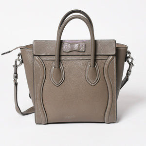 CELINE セリーヌ ラゲージ ナノ 2WAY ハンドバッグ ショルダーバッグ エディ期 グレー シルバー金具 美品 中古 4a004860