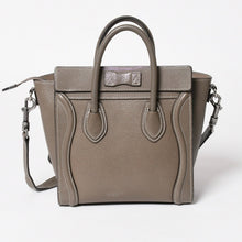Load image into Gallery viewer, CELINE セリーヌ ラゲージ ナノ 2WAY ハンドバッグ ショルダーバッグ エディ期 グレー シルバー金具 美品 中古 4a004860