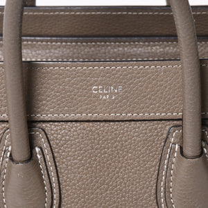 CELINE セリーヌ ラゲージ ナノ 2WAY ハンドバッグ ショルダーバッグ エディ期 グレー シルバー金具 美品 中古 4a004860