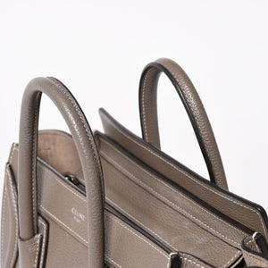 CELINE セリーヌ ラゲージ ナノ 2WAY ハンドバッグ ショルダーバッグ エディ期 グレー シルバー金具 美品 中古 4a004860