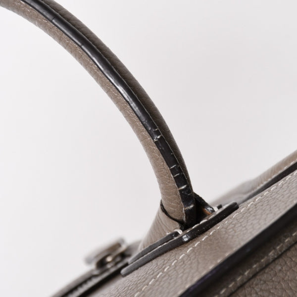 CELINE セリーヌ ラゲージ ナノ 2WAY ハンドバッグ ショルダーバッグ エディ期 グレー シルバー金具 美品 中古 4a004860