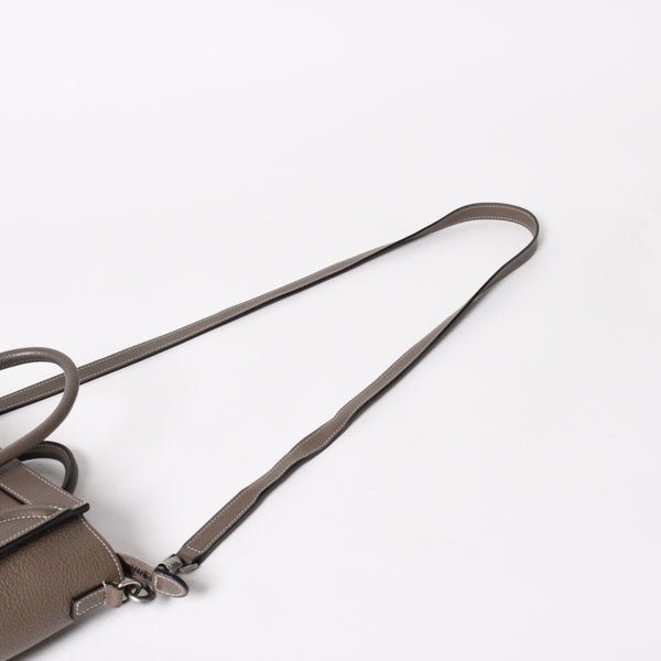 CELINE セリーヌ ラゲージ ナノ 2WAY ハンドバッグ ショルダーバッグ エディ期 グレー シルバー金具 美品 中古 4a004860
