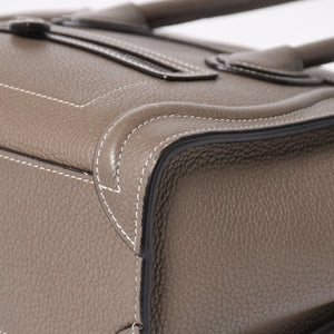 CELINE セリーヌ ラゲージ ナノ 2WAY ハンドバッグ ショルダーバッグ エディ期 グレー シルバー金具 美品 中古 4a004860