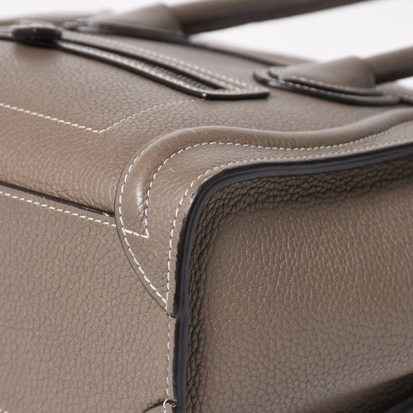 CELINE セリーヌ ラゲージ ナノ 2WAY ハンドバッグ ショルダーバッグ エディ期 グレー シルバー金具 美品 中古 4a004860
