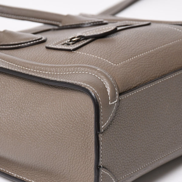 CELINE セリーヌ ラゲージ ナノ 2WAY ハンドバッグ ショルダーバッグ エディ期 グレー シルバー金具 美品 中古 4a004860