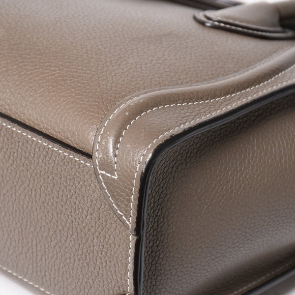 CELINE セリーヌ ラゲージ ナノ 2WAY ハンドバッグ ショルダーバッグ エディ期 グレー シルバー金具 美品 中古 4a004860