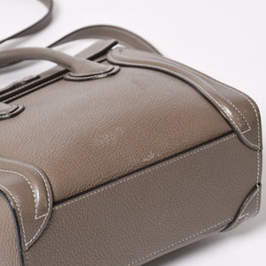 CELINE セリーヌ ラゲージ ナノ 2WAY ハンドバッグ ショルダーバッグ エディ期 グレー シルバー金具 美品 中古 4a004860