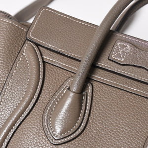 CELINE セリーヌ ラゲージ ナノ 2WAY ハンドバッグ ショルダーバッグ エディ期 グレー シルバー金具 美品 中古 4a004860