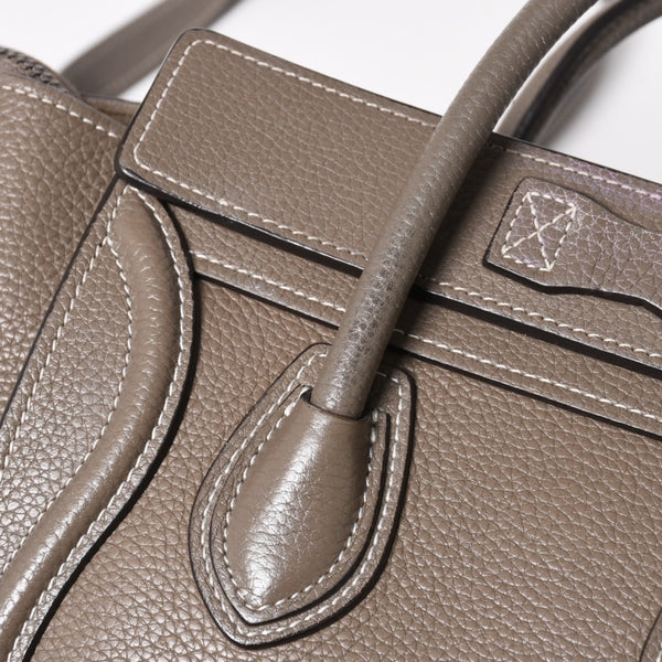 CELINE セリーヌ ラゲージ ナノ 2WAY ハンドバッグ ショルダーバッグ エディ期 グレー シルバー金具 美品 中古 4a004860