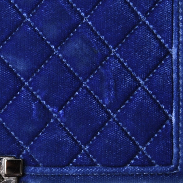 CHANEL Boy Chanel Chain Shoulder Bag No. 21 Coco Mark Velvet Leather Blue Good Condition Used 4a005100
