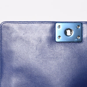 CHANEL Boy Chanel Chain Shoulder Bag No. 21 Coco Mark Velvet Leather Blue Good Condition Used 4a005100