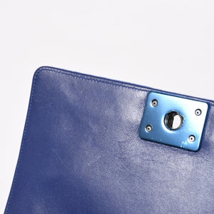 CHANEL Boy Chanel Chain Shoulder Bag No. 21 Coco Mark Velvet Leather Blue Good Condition Used 4a005100