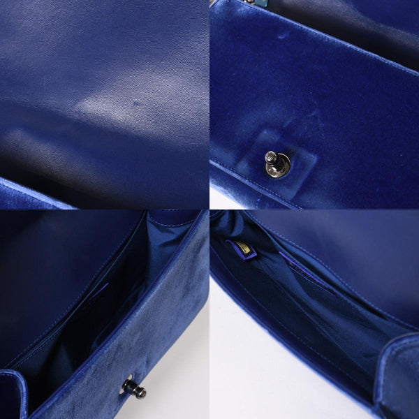 CHANEL Boy Chanel Chain Shoulder Bag No. 21 Coco Mark Velvet Leather Blue Good Condition Used 4a005100