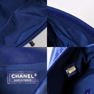 CHANEL Boy Chanel Chain Shoulder Bag No. 21 Coco Mark Velvet Leather Blue Good Condition Used 4a005100