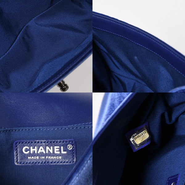 CHANEL Boy Chanel Chain Shoulder Bag No. 21 Coco Mark Velvet Leather Blue Good Condition Used 4a005100
