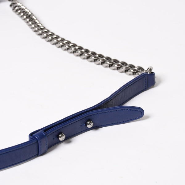 CHANEL Boy Chanel Chain Shoulder Bag No. 21 Coco Mark Velvet Leather Blue Good Condition Used 4a005100