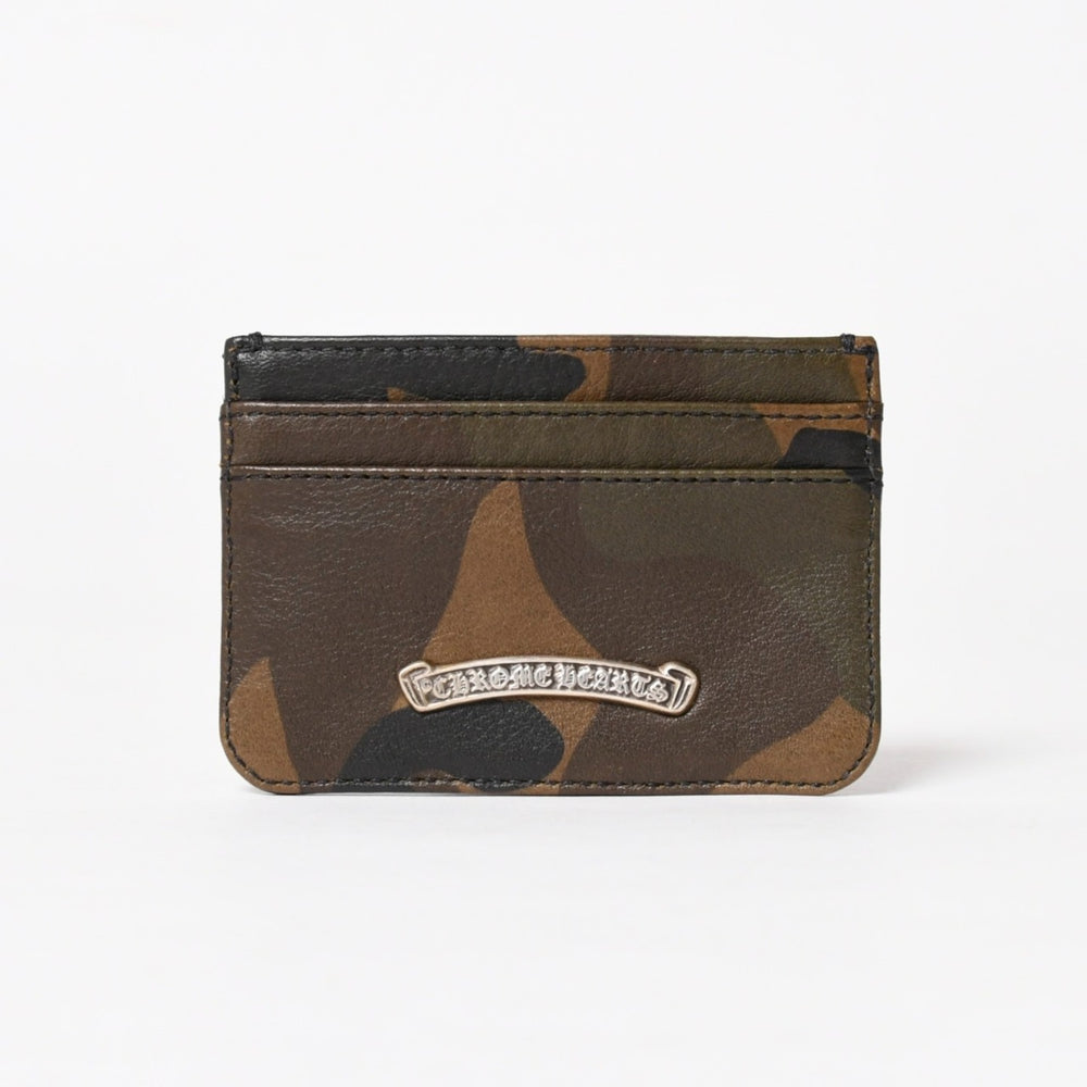 新品未使用 CHROME HEARTS クロムハーツ DOUBLE SIDE ダブルサイド カードケース スクロールラベルロゴ 迷彩 シルバー925 レザー 中古 4a005177
