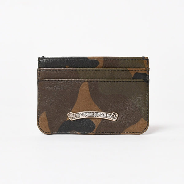新品未使用 CHROME HEARTS クロムハーツ DOUBLE SIDE ダブルサイド カードケース スクロールラベルロゴ 迷彩 シルバー925 レザー 中古 4a005177