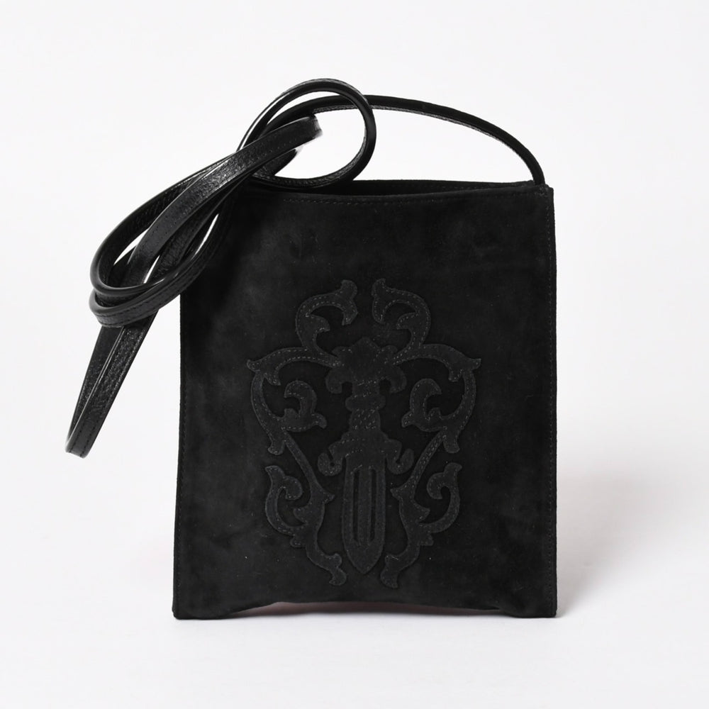 Very Good Condition CHROME HEARTS Square Pocket Vine Dagger Shoulder Bag Suede Used 4a005201
