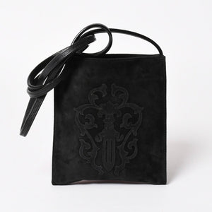 Very Good Condition CHROME HEARTS Square Pocket Vine Dagger Shoulder Bag Suede Used 4a005201