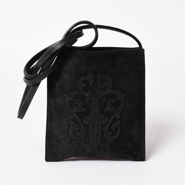 Very Good Condition CHROME HEARTS Square Pocket Vine Dagger Shoulder Bag Suede Used 4a005201