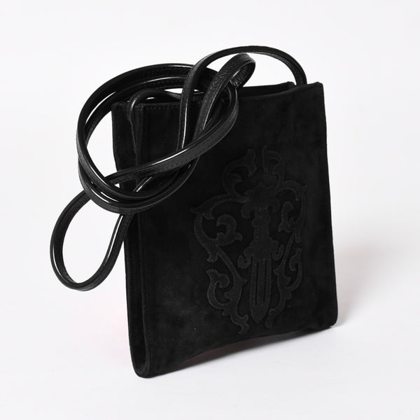 Very Good Condition CHROME HEARTS Square Pocket Vine Dagger Shoulder Bag Suede Used 4a005201