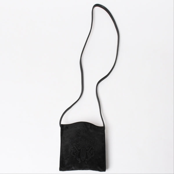 Very Good Condition CHROME HEARTS Square Pocket Vine Dagger Shoulder Bag Suede Used 4a005201