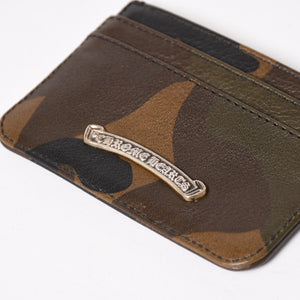 新品未使用 CHROME HEARTS クロムハーツ DOUBLE SIDE ダブルサイド カードケース スクロールラベルロゴ 迷彩 シルバー925 レザー 中古 4a005177