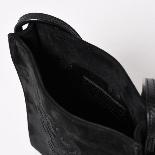 Very Good Condition CHROME HEARTS Square Pocket Vine Dagger Shoulder Bag Suede Used 4a005201