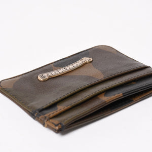 新品未使用 CHROME HEARTS クロムハーツ DOUBLE SIDE ダブルサイド カードケース スクロールラベルロゴ 迷彩 シルバー925 レザー 中古 4a005177