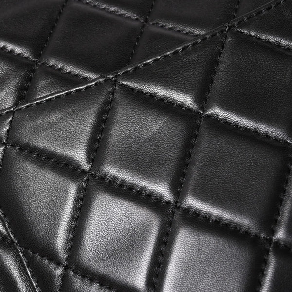 CHANEL CHANEL 2.55 Roll Clutch Bag No. 14 Coco Mark Lambskin Black Ruthenium Hardware Good Condition Used 4a005113